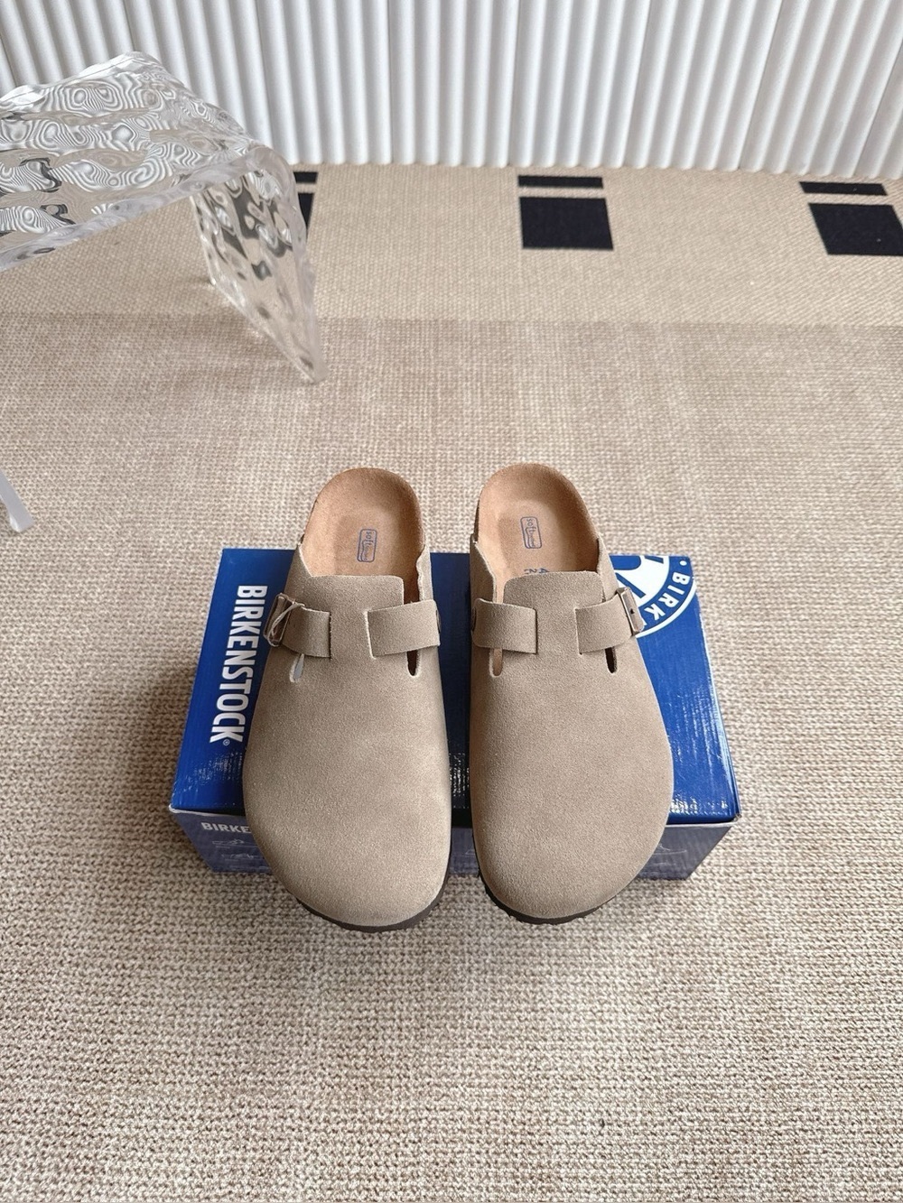 BIRKENSTOCK Boston taupe suede mule clogs